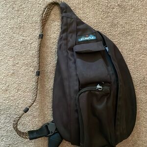 Kavu Sling Pack. Black with brown rope.
